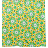 緑と黄色の星抽象芸術 シャワーカーテン (正面)