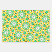 緑と黄色の星抽象芸術 ラッピングペーパーシート (正面3)