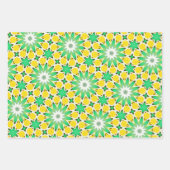 緑と黄色の星抽象芸術 ラッピングペーパーシート (正面)