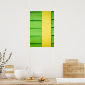 緑と黄色の木製サイディング ポスター (キッチン)