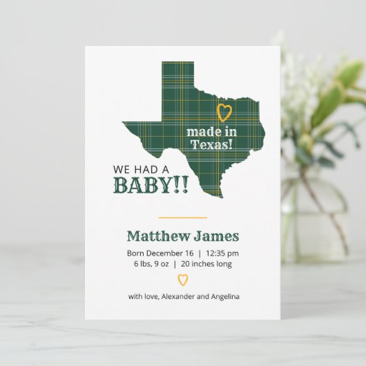 緑と黄色の格子模様が作られテキサス州縦写真 案内状 (スタンド正面)