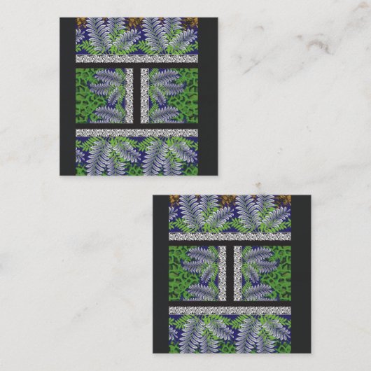 緑と黄色の模様のデザイン ロイヤリティカード (正面/裏面)