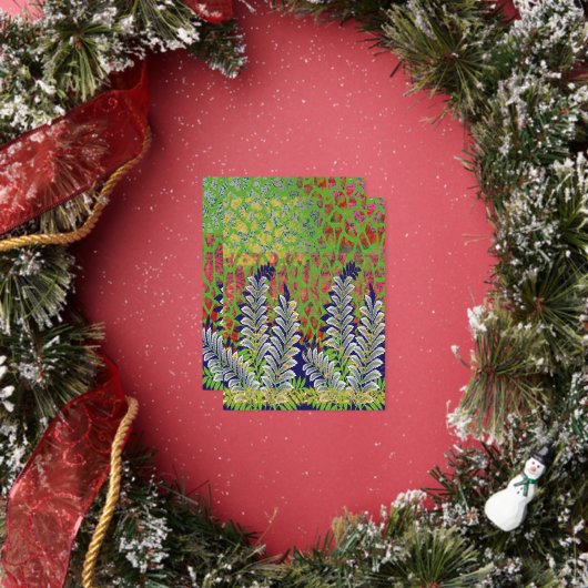 緑と黄色の模様のデザイン 箔シーズンポストカード (インサイチュ)