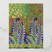 緑と黄色の模様のデザイン 箔シーズンポストカード (正面)