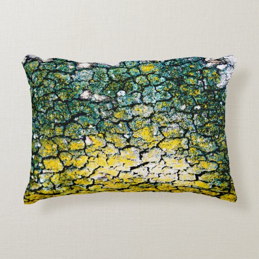 緑と黄色の樹皮 アクセントクッション (正面)