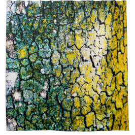 緑と黄色の樹皮 シャワーカーテン