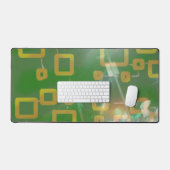 緑と黄色の正方形のジオメトリックデスクマット デスクマット (キーボード&マウス)