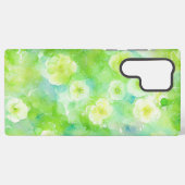 緑と黄色の水彩花柄スマホケース SAMSUNG GALAXYケース (裏面横)