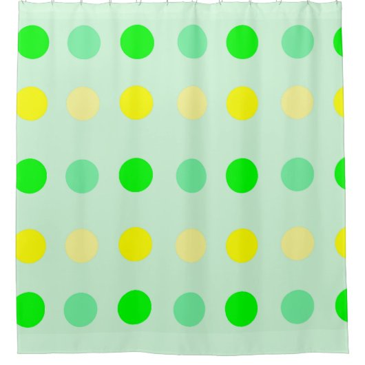 緑と黄色の水玉模様シャワーカーテン シャワーカーテン (正面)
