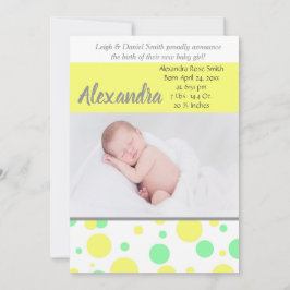 緑と黄色の水玉模様 |中性写真誕生 案内状