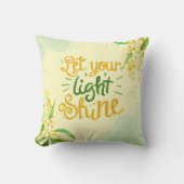 緑と黄色の水色のフローラ 感動的 クッション (正面)