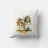 緑と黄色の水色の熱帯地方のヤシの木 クッション (裏面)