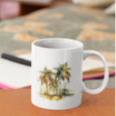 緑と黄色の水色の熱帯地方のヤシの木 コーヒーマグカップ