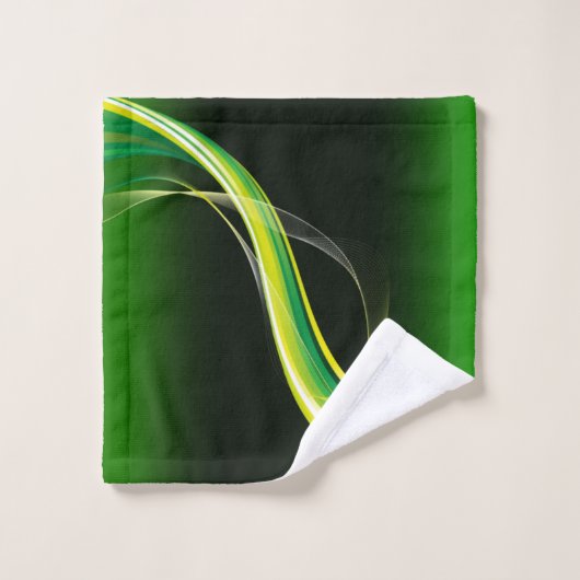 緑と黄色の渦巻き線バスタオルセット バスタオルセット (ウォッシュタオル)