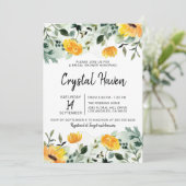 緑と黄色の秋フローラブライダルシャワー 招待状 (スタンド正面)