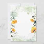 緑と黄色の秋フローラブライダルシャワー 招待状 (裏面)