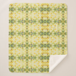 緑と黄色の紫のハートアクセント毛布 シェルパブランケット