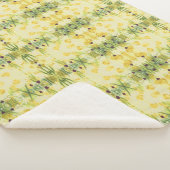 緑と黄色の紫のハートアクセント毛布 シェルパブランケット (3/4)