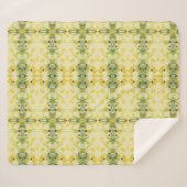 緑と黄色の紫のハートアクセント毛布 シェルパブランケット (正面(横))