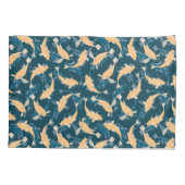 緑と黄色の繰り返しモチーフ |コイ魚の柄 枕カバー (裏面)