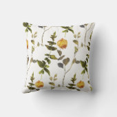 緑と黄色の花白い背景枕 クッション (裏面)