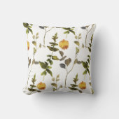 緑と黄色の花白い背景枕 クッション (正面)