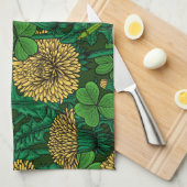 緑と黄色の草原 キッチンタオル (四つ折り)