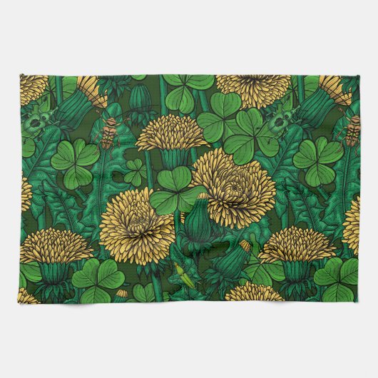 緑と黄色の草原 キッチンタオル (横)