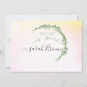 緑と黄色の葉の長距離赤ちゃんシャワー 招待状 (裏面)