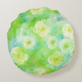 緑と黄色の軟水カラーフローラ枕 ラウンドクッション (裏面)