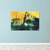 緑と黄色の通り記号 キャンバスプリント (インサイチュ (ウッドフロア))