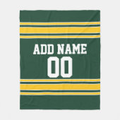 緑と黄色の金ゴールドストライプのスカスタムポーツ フリースブランケット (正面)