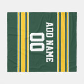 緑と黄色の金ゴールドストライプのスカスタムポーツ フリースブランケット (正面(横))