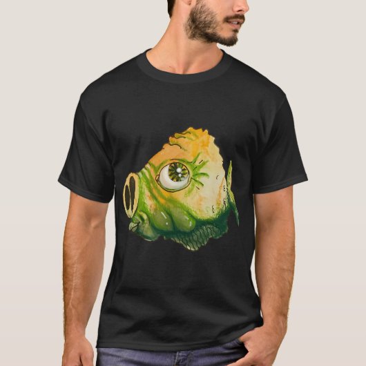 緑と黄色の魚のピギー Tシャツ (正面)