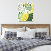 緑と黄色の「ボホーキャッツ」抽象芸術ベクター キャンバスプリント (インサイチュ (寝室))