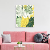 緑と黄色の「ボホーキャッツ」抽象芸術ベクター キャンバスプリント (インサイチュ (リビング))