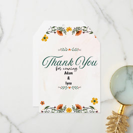 緑と黄色オーガニックの水色 サンキューカード