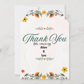 緑と黄色オーガニックの水色 サンキューカード (正面)