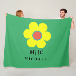 緑と黄色シンプルモダン フリースブランケット