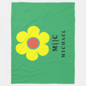 緑と黄色シンプルモダン フリースブランケット (正面)