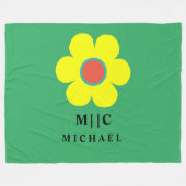 緑と黄色シンプルモダン フリースブランケット (正面(横))