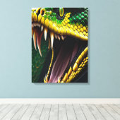 緑と黄色鮮やかのコブラはかりで測ヘビ キャンバスプリント (インサイチュ (ウッドフロア))