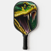 緑と黄色鮮やかのコブラはかりで測ヘビ ピックルボールラケット (裏面)