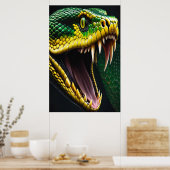 緑と黄色鮮やかのコブラはかりで測ヘビ ポスター (キッチン)