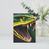 緑と黄色鮮やかのコブラはかりで測ヘビ ポストカード (スタンド正面)