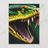 緑と黄色鮮やかのコブラはかりで測ヘビ ポストカード (正面)