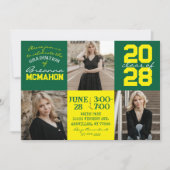 緑と黄色3写真卒業招待状 招待状 (正面)