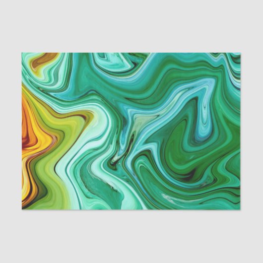 緑と黄色/金ゴールド瑪瑙パターン 薄葉紙 (正面)