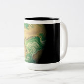 緑と黄金の茶色の惑星 ツートーンマグカップ (正面右)