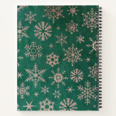 緑と黄金色の雪のクリスマスノート ノートブック (裏面)